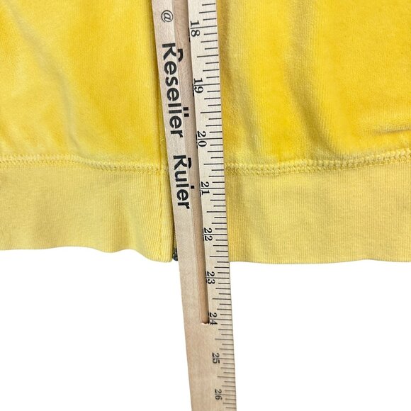 VTG Y2K Juicy Couture Sweatshirt Jacket Women L Yellow Velour Full-Zip USA Made - Picture 8 of 9
